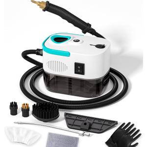 KEROMEE Steam Cleaner, 1500W High Pressure Steamer with 1.27Qt Tank, 15s Fast Heat, 6-Level Adjustable Steam, Portable Machine with 15pcs Kit for Dirt, Grease, Grout, Tile, Floor, Car Detailing