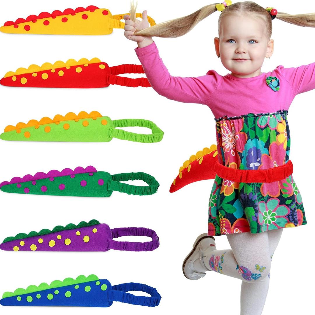 Poen 6 Pcs Dinosaur Tails for Kids Dinosaur Costume Party Favors for Toddlers Girls Boys Dress up Theme Party