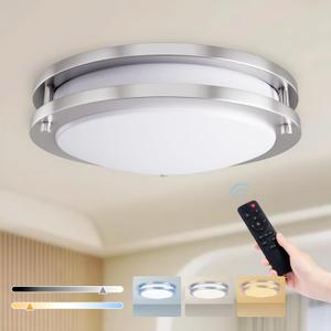 Kalium LED Ceiling Light with Remote 13 Inch Flush Mount Ceiling Light Fixture,24W 3000K-6000K Adjustable Color Temperature,Dimmable Lighting Fixtures for Kitchen Bedroom Hardwired Installation