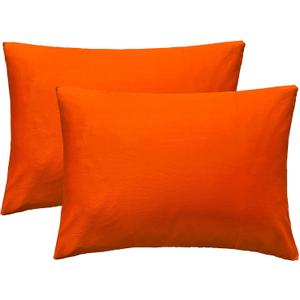 iMaylex Soft 100% Egyptian Cotton Zipper Closure Pillowcases, Cozy and Lightweight Pillow Case, Set of 2, Orange, Standard, 20" x 26"