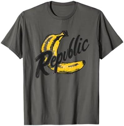 Funnyland Republic of Banana Artistic Grey Cotton T-Shirt, Small, Short Sleeve, Round Neck, Classic Fit, Unisex-Kids