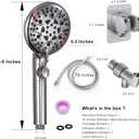 GwernKB Handheld Shower Head with On Off Switch 8-Mode High Pressure Showerhead with 79 Inches Extra-long Stainless Steel Hose and Bracket PLUS Extra Low-Reach Adhesive Wall Mount for Kids,Silver