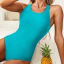 Herseas One Piece Swimsuit Women Slimming Tummy Control Bathing Suit Crisscross Back Athletic Modest Swim Suit 2026 (Blue, XXL)