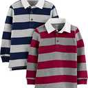 Simple Joys by Carter's Boys' 2-Pack Long-Sleeve Rugby Striped Shirts, 3T