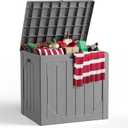 Outdoor Storage Box,30 Gallon Deck Box Outdoor Storage Bench Outside Waterproof Resin Storage Bench, Lockable Patio Cushions, Garden Tools Storage For Furniture, UV Resistant(Gray