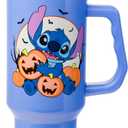 Silver Buffalo Disney Lilo and Stitch Halloween Spooky Pumpkin Jack-O-Lantern Stainless Steel Tumbler with Handle and Straw, Fits in Standard Cup Holder, 40 Ounces
