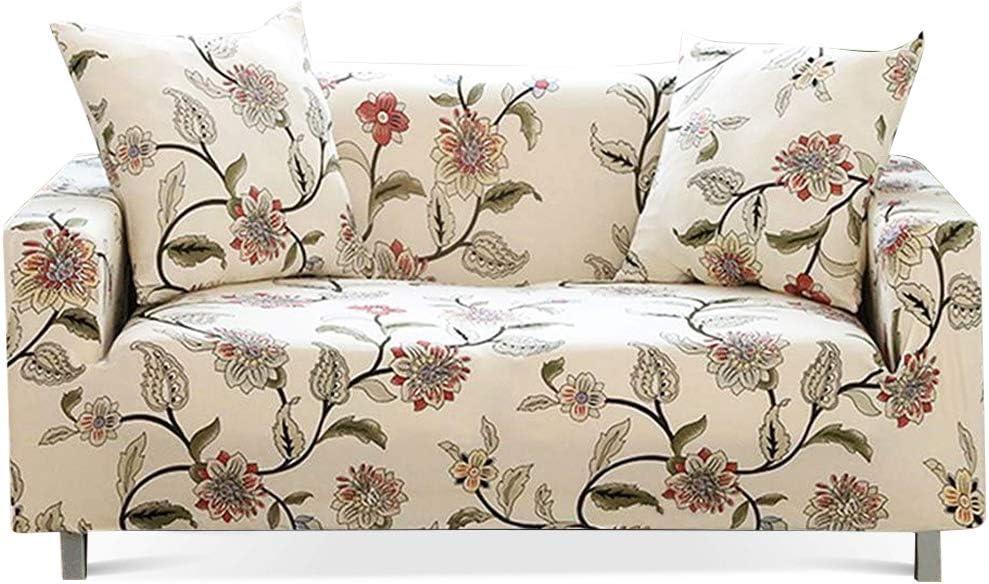 Lamberia Printed Sofa Cover Stretch Couch Cover Sofa Slipcovers for 3 Cushion Couch with Two Pillow Cases (3 Seater, New Blooming Flower)
