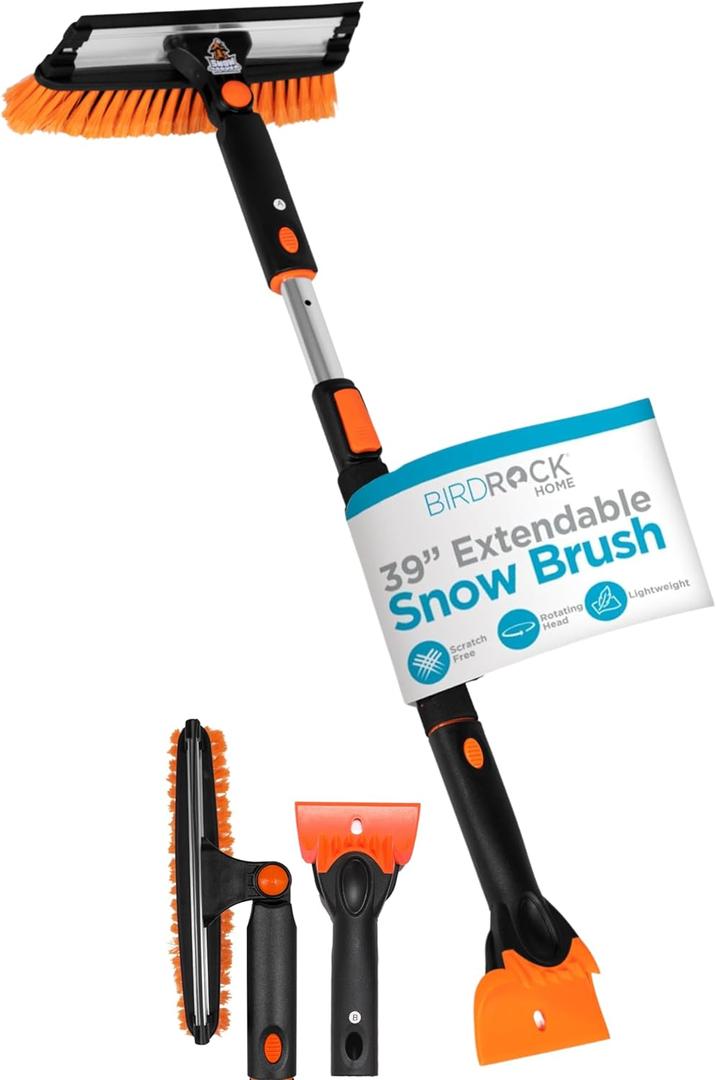 39" Extendable Snow Brush with Squeegee & Ice Scraper | Foam Grip | Auto Snow Brush | Auto Ice Scraper | Car Truck SUV