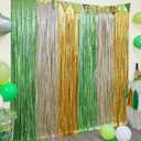 3 x Menstarsi Sage Green Party Decorations, 2 Pack Green White Gold Gender Reveal Decorations, 3.3x6.6 ft Foil Fringe Curtains Photo Booth Props for Hatching Soon Baby Shower, Wild One, Safari Party Decor