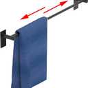 Adhesive Adjustable Towel Bar, HOMOTEK Economical Self Stick Towel Holders, Towel Rod Size from 12 Inch to 22 Inch Single Towel Racks, Towel Hanger Hook for Kitchen(1 Pack Matte Black)
