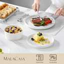 MALACASA 24 Pieces Porcelain Dinnerware Set, Modern White Dish Set for 8, Premium Serving Plates and Bowls Sets, Chip and Scratch Resistant Dishware Sets Kitchen Dishes Dining Ware Set, Series LEAH