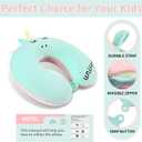 Neck Travel Pillow for Kids, Unicorn Airplane Memory Foam Pillow with Cute Sleep Mask & Earplugs, Lightweight Travelling Sleeping Pillow Set for Car, Train, Bus and Home Use (Blue)