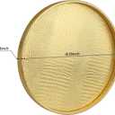 HofferRuffer Round Serving Tray 20'', Elegant Faux Leather Circle Ottoman Table Tray, Serve Tea Coffee Breakfast in Bedroom Living Room Kitchen (Gold, 20")