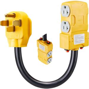 50 Amp to 110 Adapter with 20 Amp Circuit Breaker,14-50P to 4 Way 5-20R/15R Outlet, 50 amp to 20 amp Generator Plug Extension Cord for RV, Campsites, Emergency Power Outages