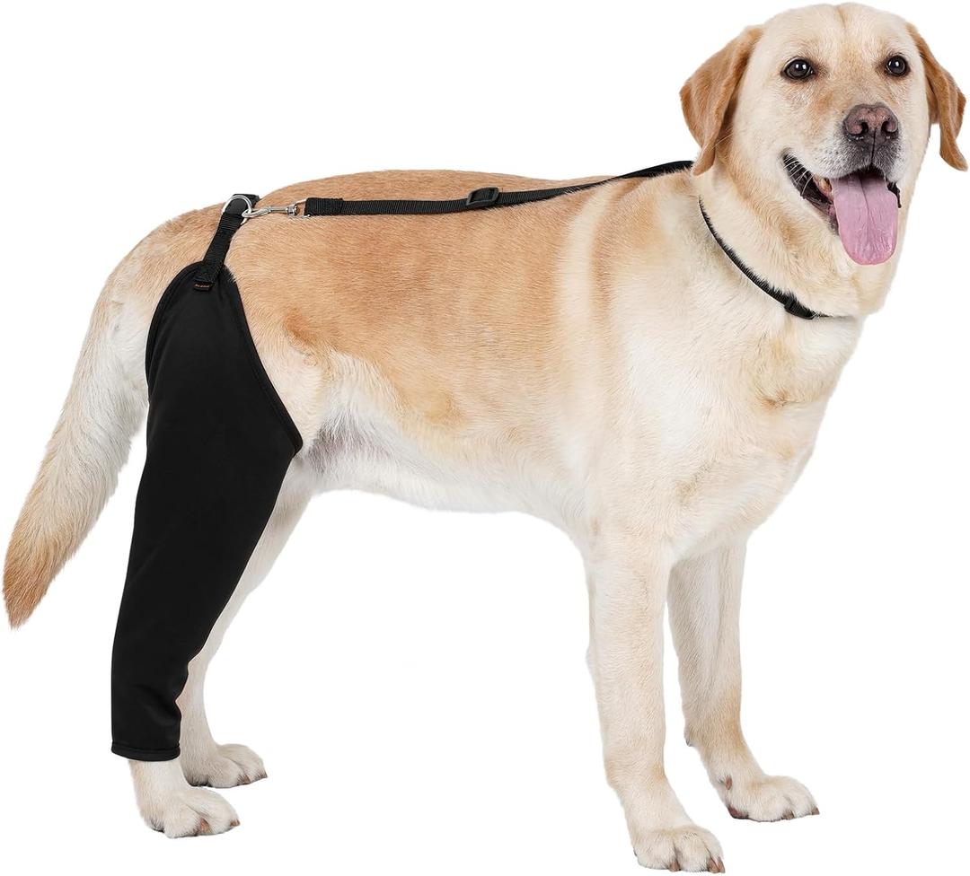 BARKLESS Single Dog Rear Leg Sleeve to Stop Licking, Breathable Male Female Dog Recovery Suit for Post Surgery, Comfortable Back Leg Sleeve for Wound Healing, Protective Cone Collar Alternative Medium (Black)