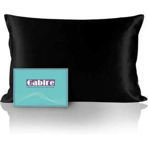 Mulberry Silk Pillowcase for Hair and Skin Prevent Acne Pillow Cases Both Sides Real Silk Pillowcases Organic Silk Pillowcase with Hidden Zipper, Black, King (20"36")