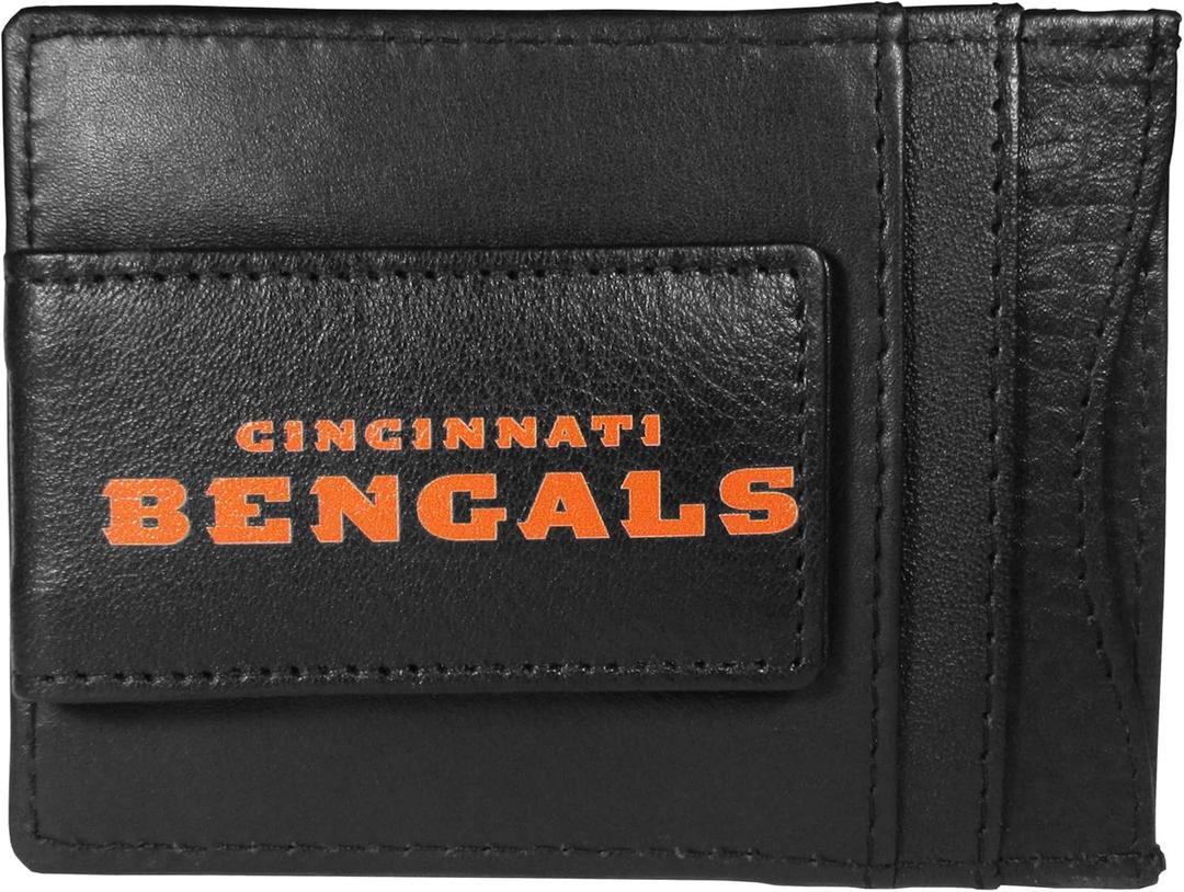 Siskiyou Sports NFL boys Logo Leather Cash and Cardholder (Slim, Black)
