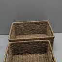 StorageWorks Wicker Storage Baskets, Large and Small Baskets, Handwoven Seagrass Basket for Organizing, Decorative Organizers with Built-in Handles, Set of 2 (15"D x 11"W x 7"H + 13"D x 9"W x 6"H)