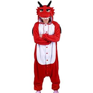 WOTOGOLD Animal Cosplay Costume Red Dragon Unisex Adult Pajamas Large