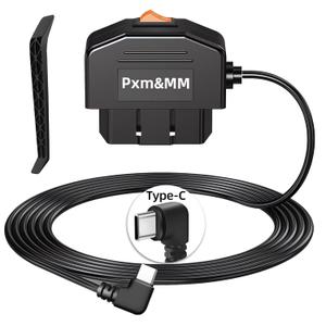Pxm&MM OBD to USB C Constant Power Cable for Dash cam,24/7 Power Supply/Acc Mode with Switch Button, Collision Detection,Low Voltage Protection,Leaves The Original 12V outlets Free,Output 5V/3A