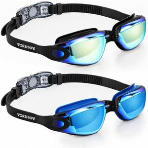 2 x Adult Swim Goggles 2 Pack Anti Fog Swimming Goggles, No Leaking UV Protection Pool Goggles for Men Women Youth