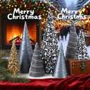 6 Pcs 12" 10" 6" Christmas Cone Tree Decoration Christmas Glitter Table Tree Farmhouse Tree Tiered Tray Ornament Xmas Tree for Home Holiday Entryway Tabletop Tree Centerpiece Decor (Black and Gray)