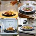 WENWELL Glass Microwave Splatter Cover with Silicone Mat, 10Inch Plate Splatter Food Lid with Integrated Grip Handle and Vent Hole, BPA Free, Dishwasher Safe