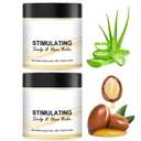 2PC Stimulating Scalp and Hair Balm,Nourishes Scalp & Hair,Shea Butter and Mango Butter Blend,Strengthen Scalp,Thicker Strands,Give You a Glow Hair Look(100g)