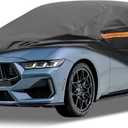 MORNYRAY Compatible with Ford Mustang,Car Cover Outdoor Waterproof Sun Rain Snow Hail Protection with Driver Door Zipper (Black, Custom Fit Ford Mustang)