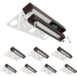 GKOLED 8-Pack Replaceable 6.8" LED Hardscape Lights, Low Voltage Retaining Wall Lights, Paver Wall Hardscape Lighting, Outdoor Landscape Step Lights, 12VAC/DC 1.5W 2700K, Die-cast Aluminum Housing (Light Fixture-Dark Bronze)