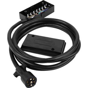 SCITOO 12 Feet 7 Way Plug Inline Trailer Cord with 7 Gang Junction Box, Auto 7 Pin Trailer Wiring Harness, 7 Way RV Style Trailer Plug Wiring for RV Trailers, Campers, Caravans, Trucks, ETL Listed