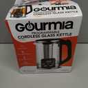 Gourmia Electric Glass Kettle 1.7L Programmable Tea & Coffee Brewer with Digital Touch Display, 6 Presets, Removable Stainless Steel Infuser, Cordless with 360 Swivel Base, Black