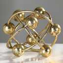 6-inch Metal Round Orbital Sphere with Golden Orbit Balls, Decorative Gold Sphere Sculpture for Home Table Shelf Decor