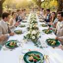 PULOTE 100PCS Green Plastic Plates - Green Disposable Plates With Gold Rim - Include 50 Pieces Dinner 10.25inch,50 Pieces Dessert 7.5inch for Party&Christmas