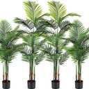 Jexine 4 Pack Artificial Palm Trees 4Ft 5Ft, Fake Plants Fake Trees Artificial Areca Palm Plants for Outdoor Indoor Faux Tree in Pot for Pool Home Office Housewarming Gift Modern Decoration
