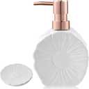 Ceramic Flower Soap Dispenser and Soap Dish Set, Marbled Elegant Bathroom Decor with Non-Slip Base, Modern Hand Wash Bottle & Soap Tray for Bathroom Sink Countertop, Kitchen, Spa (Flower White)