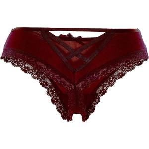 Womens Lace G-String Thongs Panties Underwear Low Rise T-Back Underpants (Red, XL)