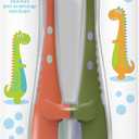 Dr. Brown's Toddler Toothbrush, Dinosaur, Green and Orange, 2-Pack