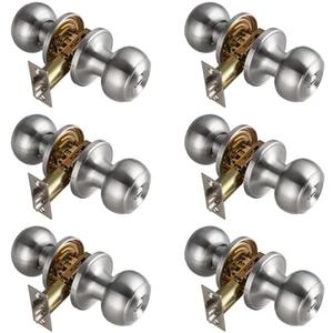 NCSEN 6 Pack Brushed Nickel Door Knobs Interior,Bath & Bed Privacy Door Knob, Keyless Door Lock Round Doorknobs
