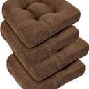 downluxe Chair Cushions for Dining Chairs 4 Pack, Tufted Indoor Chair Pads with Non-Slip Bottom, U-Shaped Kitchen Chair Cushions, 18"x18"x4", Brown