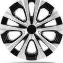 15 Inch ABS Hubcaps for 2016-2022 Toyota Prius, 2017-2022 Prius Prime, 2020-2024 Corolla Hybrid LE, Fits OEM Alloy Wheel #42611-47441, Direct Replacement Silver & Black Wheel Covers 4-Pack
