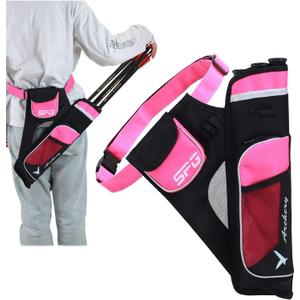 SOPOGER Archery Hip Quiver for Arrows - 3 or 4 Tube Bow Belt Quiver Waist Hanged for Youth Teens Adults Compound Bow Recurve Bow Target Shooting (Pink(3 Tube))