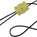 Moranse Bolo Tie with Western Cowboy Religion Cross Cowboy Style Genuine and Cowhide Rope (Gold)