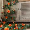 5.9FT Bendable Rose Flower Garlands, Artificial Silk Wild Roses Vine Hanging Flowers for Wall Fireplace Fence Trellis Wedding Baby Shower Home Spring Decor (Orange,2PC)