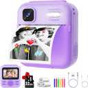 Kids Camera Instant Print for Boys and Girls, 48MP HD Cameras w/1080P Video, Print Paper, 32GB Card, Brush, Christmas Birthday Gifts Toys for Toddler and Teenagers Age 3-16 Years Old (Purple)