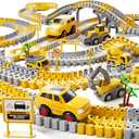 iHaHa Toddlers Construction Race Tracks Toys Gifts for 3 4 5 6 Years Old Boys Kids, 2PCS Electric Race Cars & 4 PCS Construction Trucks, Birthday Gift Toys for Boys 2 3 4 5 6+