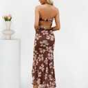 MEROKEETY Women's Summer Strapless Floral Maxi Dress 2026 Bodycon Mesh Wedding Guest Cocktail Party Tube Dresses (XL)