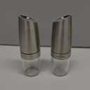 Gravity Electric Salt and Pepper Grinder Set, Battery Powered LED Light One Hand Automatic Operation, Adjustable Coarseness Mill Grinders Shakers Black (B.Silver 2p)