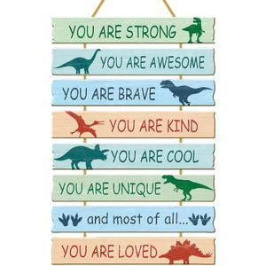Rutiyoka Dinosaur Room Decor for Boys Bedroom Wall Dino Inspirational Art Kids Wood Decorations Little Boy Nursery Toddler Sign