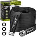 Doorich Garden Hose, Lightweight, Ultra Flexible, Durable, Kink-Free Water Hose - Made of TPU, Drinking Water Safe Material, Non-Shrinking, Easy to Store, All-Weather, Black (100 FT)